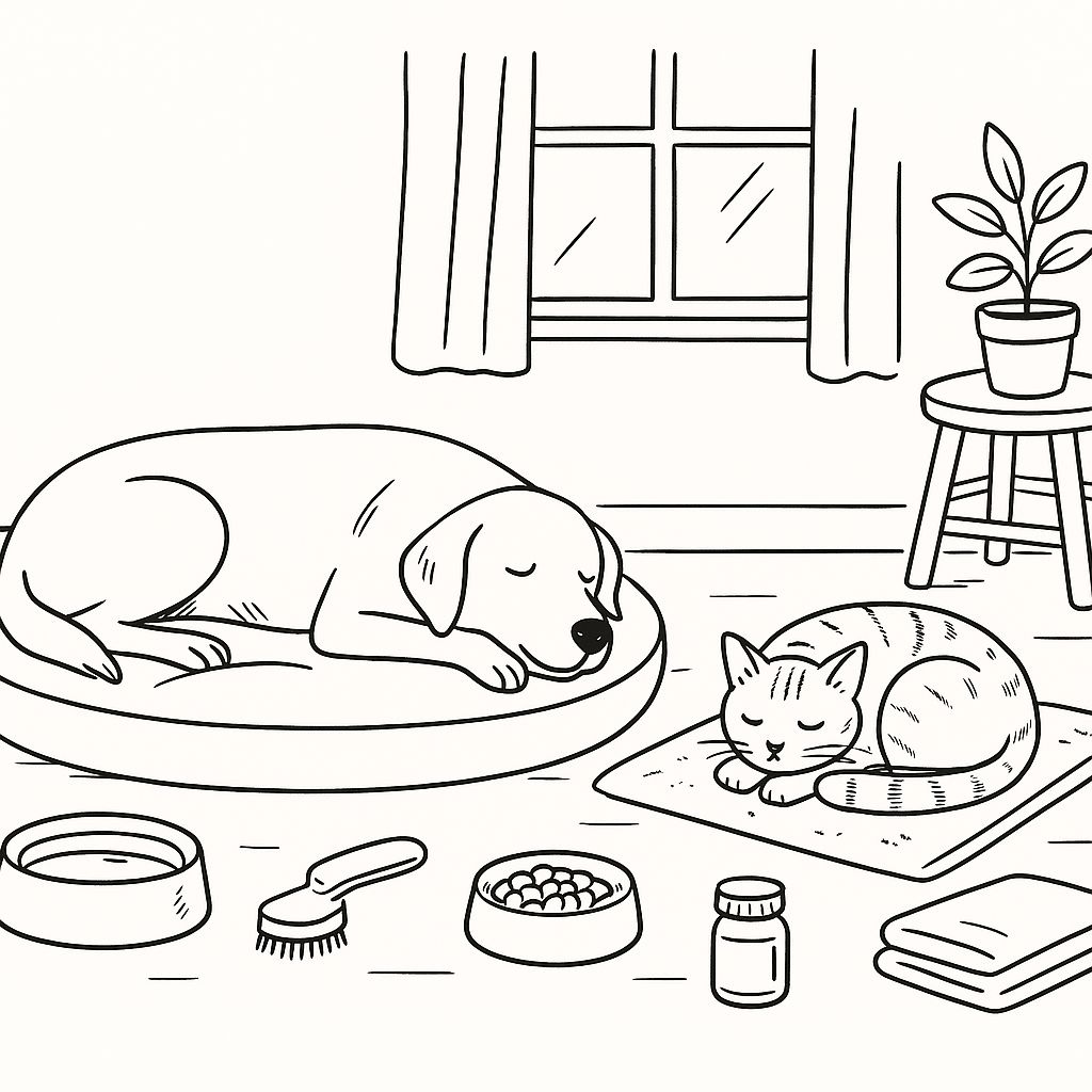 Cozy living space with pets